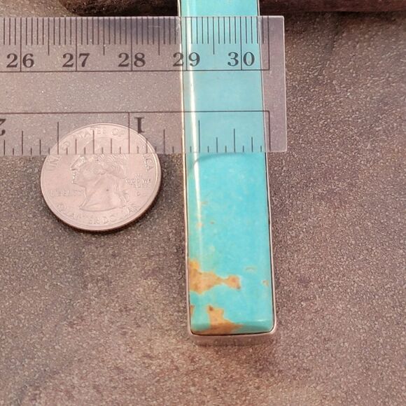 David Troutman Silver Creations Long Blue Turquoise Statement Pendant - Picture 7 of 8